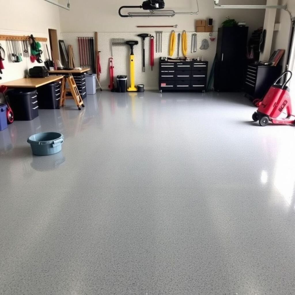 Residential garage flake epoxy installation in Huntsville AL